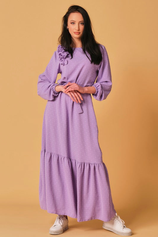 Lilac Swiss Dot Maxi Dress