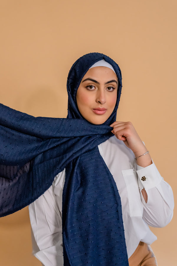 Indigo Blue Woven Hijab