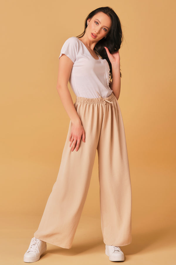 Large Beige Wide Pants