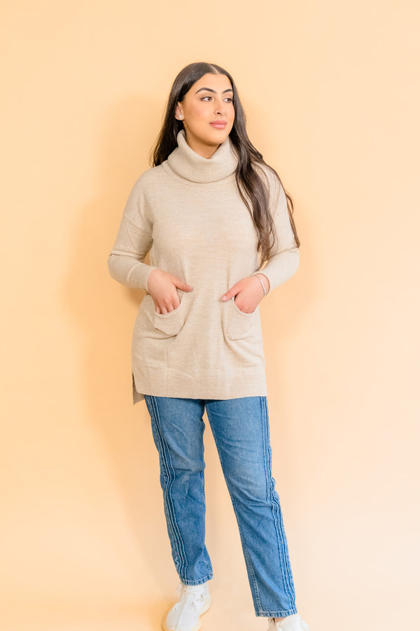 Nude Turtleneck Sweater