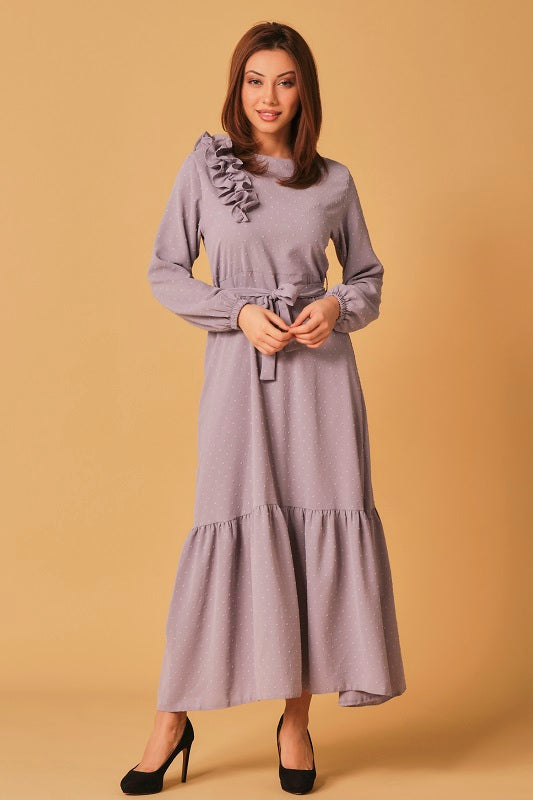 Grey  Swiss Dot Maxi Dress