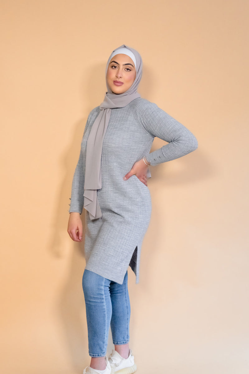 Grey Rib Knit Top