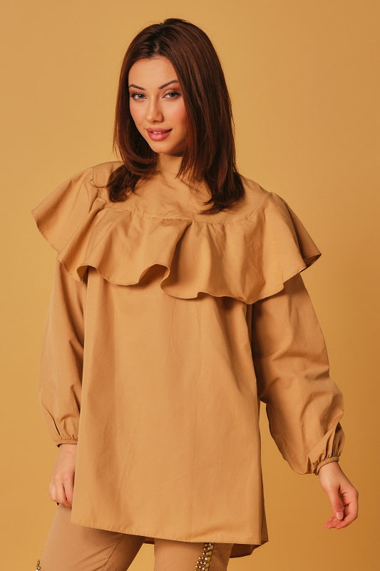 Voluminous camel tunic