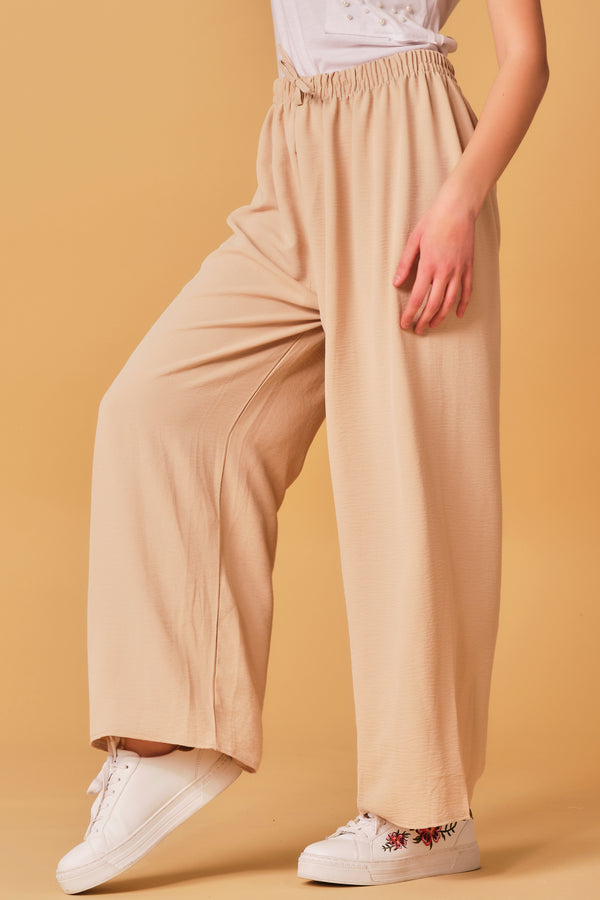 Large Beige Wide Pants