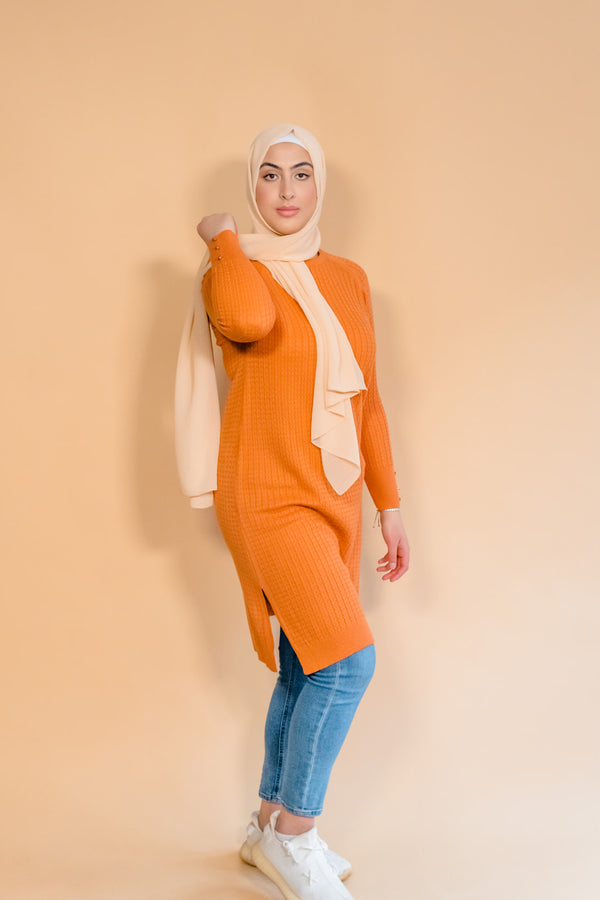 Orange Rib Knit