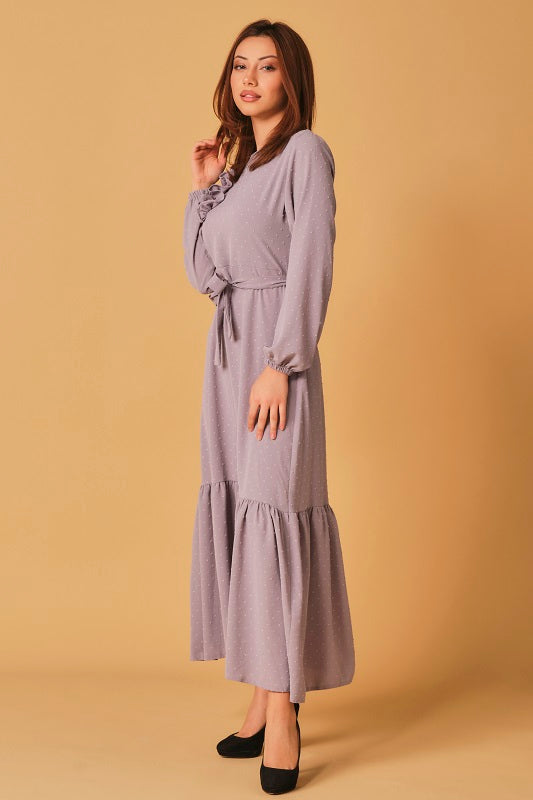 Grey  Swiss Dot Maxi Dress