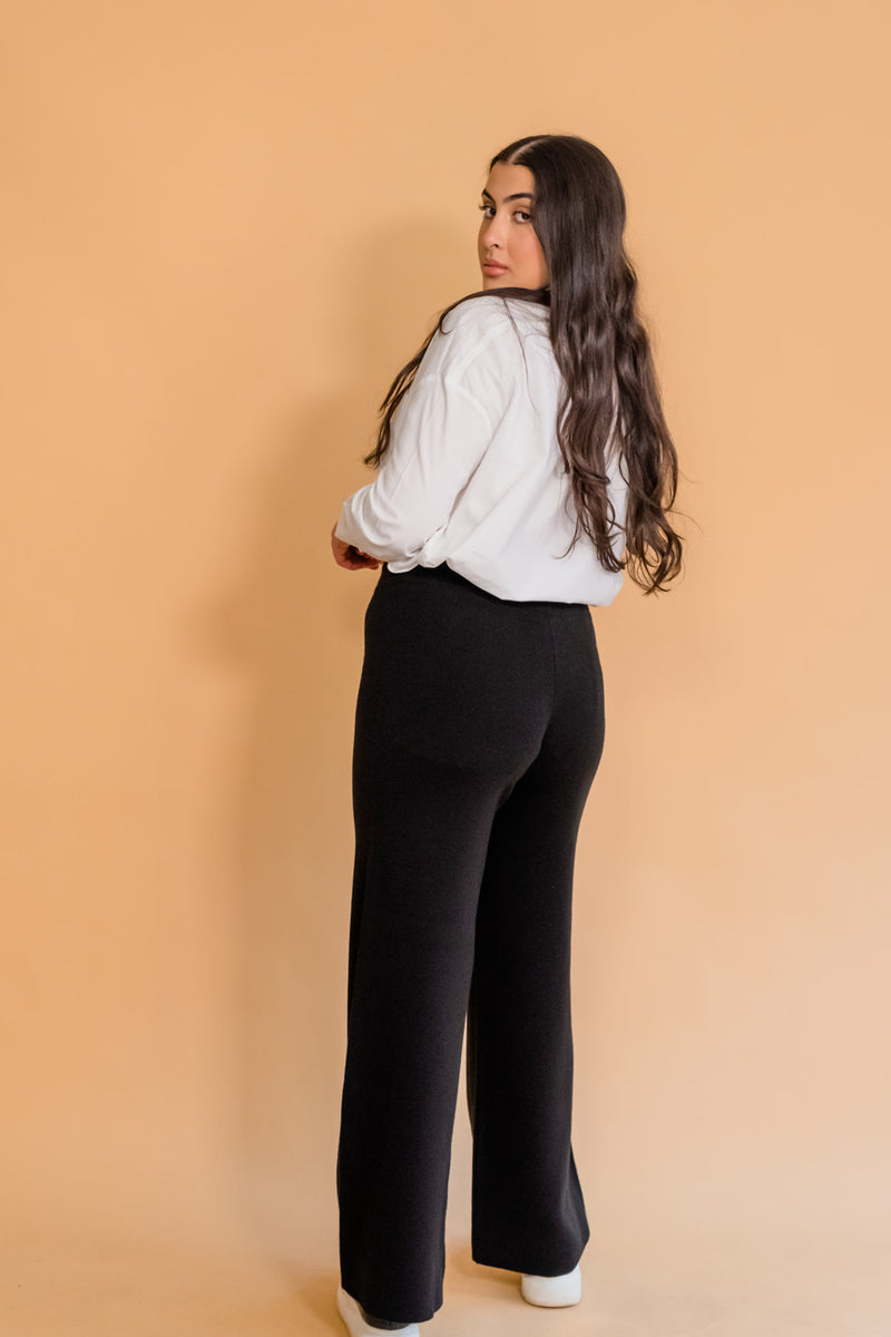 Black Rib Knit Pant