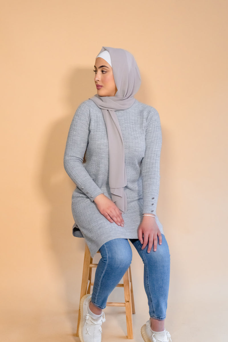 Grey Rib Knit Top