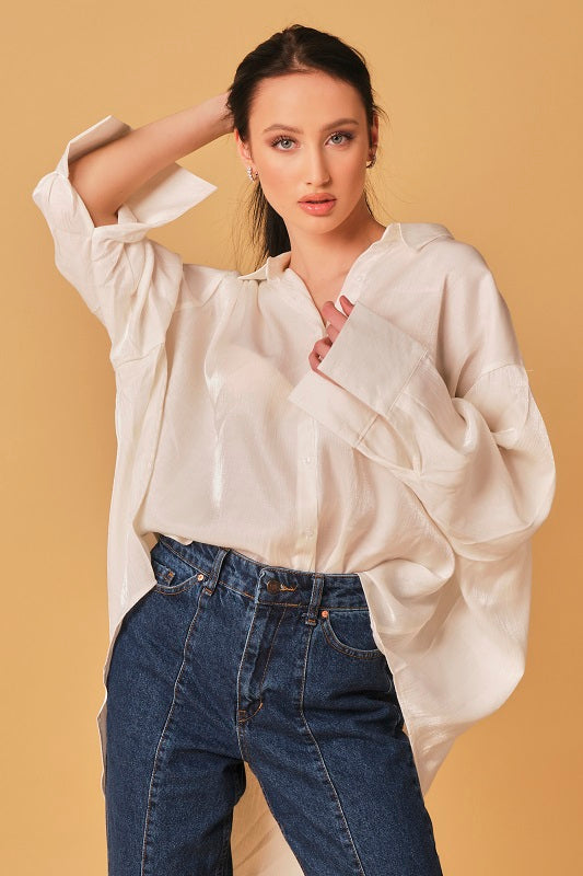 White oversized pearly shirt