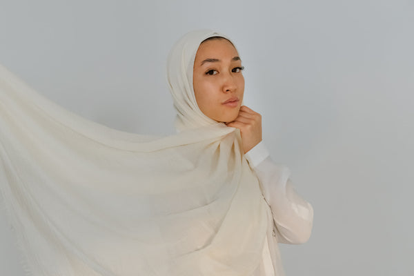 Clear White Cotton Hijab